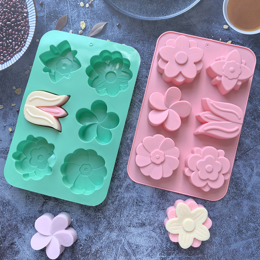 Soap Making Items - Formy silikonowe w kształcie kwiatów, różne